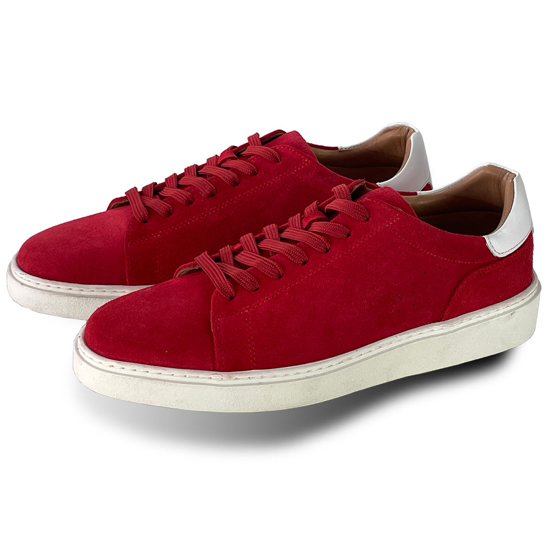 Men's Suede Trainers Red Shoes White Soles