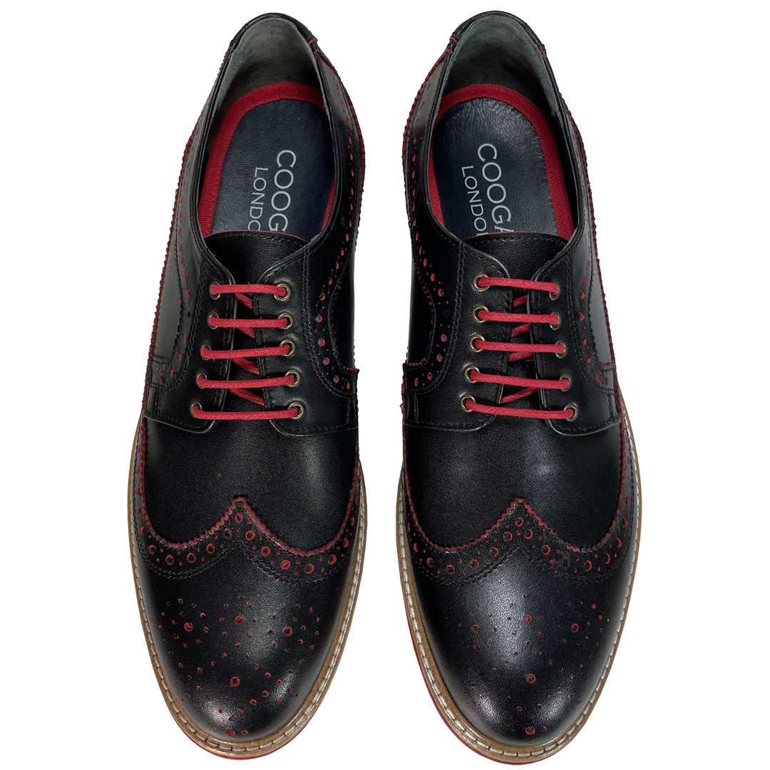 Black Brogues Men's Leather Shoes Red Soles Coogan London
