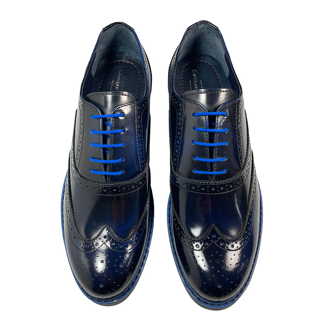 Coogan London Mens Blue Brogue Boots Blue Brogues Men's High