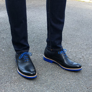 Black Brogues Men's Leather Shoes Blue Soles – Coogan London