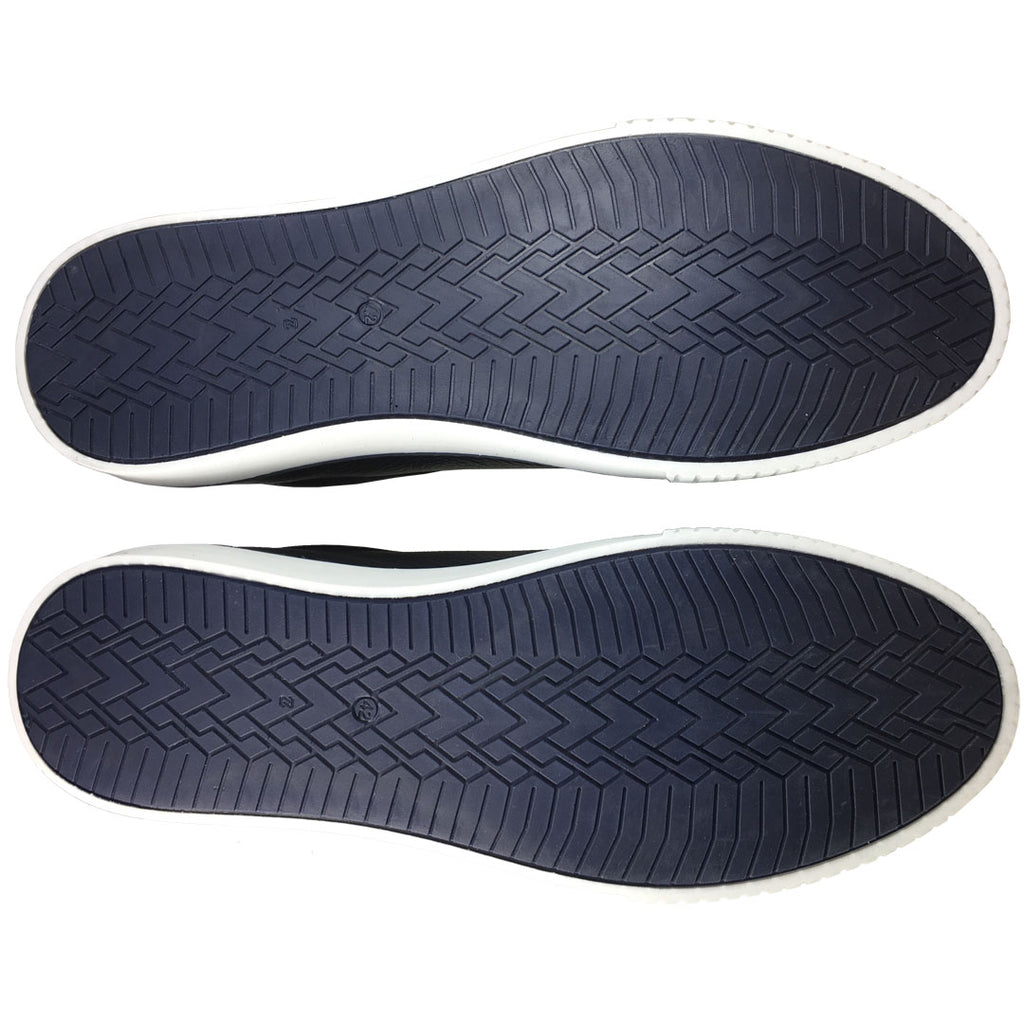 Men's Leather Trainers Navy Shoes White Soles Coogan London