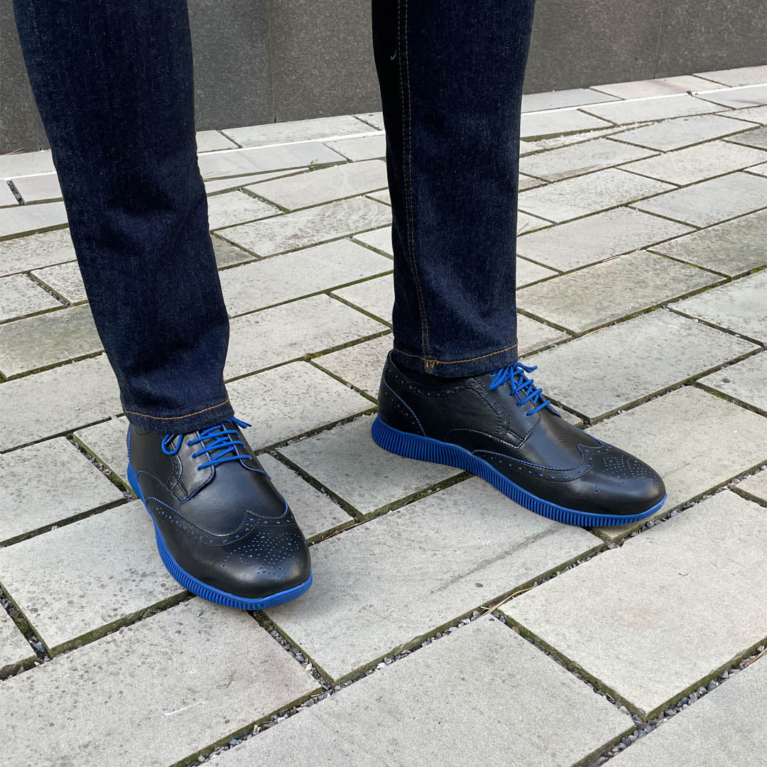 Blue Sole Coogan Brogues Black Brogues Men's Leather Shoes Blue Soles