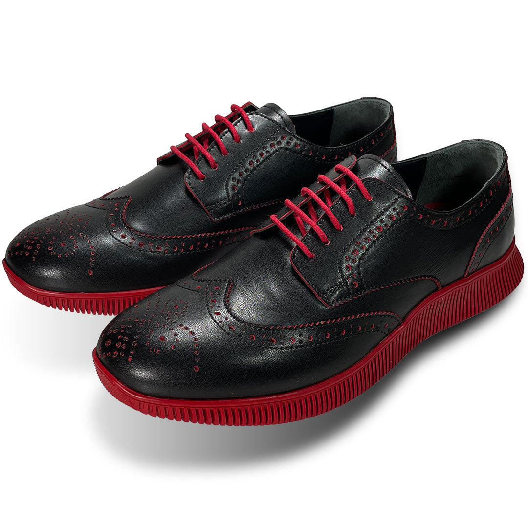 Black Brogues Men's Leather Shoes Red Soles – Coogan London